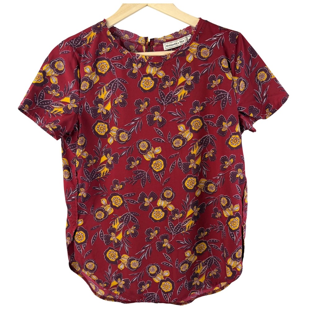 Abercrombie & Fitch Floral Blouse Womens Small Boho Burgundy Top